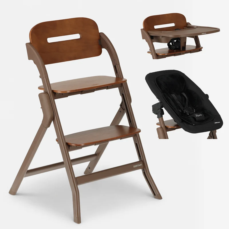 Oak Luxe Kinderstuhl mit Wippe – Dunkelbraun