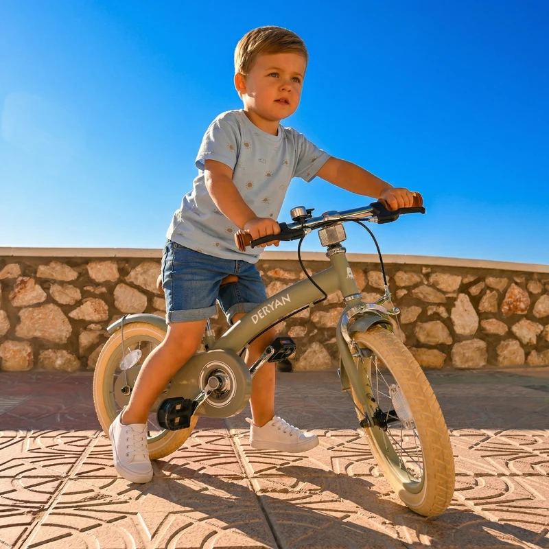 Deryan Kinderfahrrad 14 Zoll – 3-in-1 – Laufrad Grün