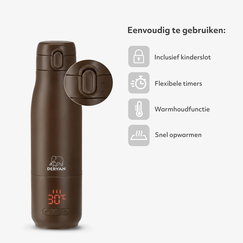 Kabelloser Flaschenwärmer 350 ml – Schokoladenbraun
