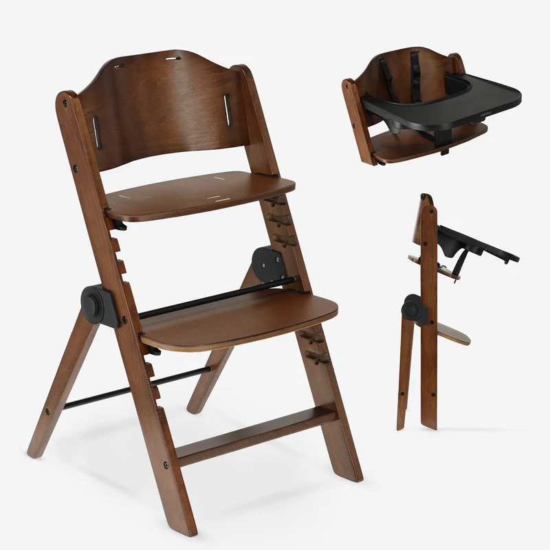 Odin Mitwachsender Holzstuhl mit Esstischplatte – Warm Brown