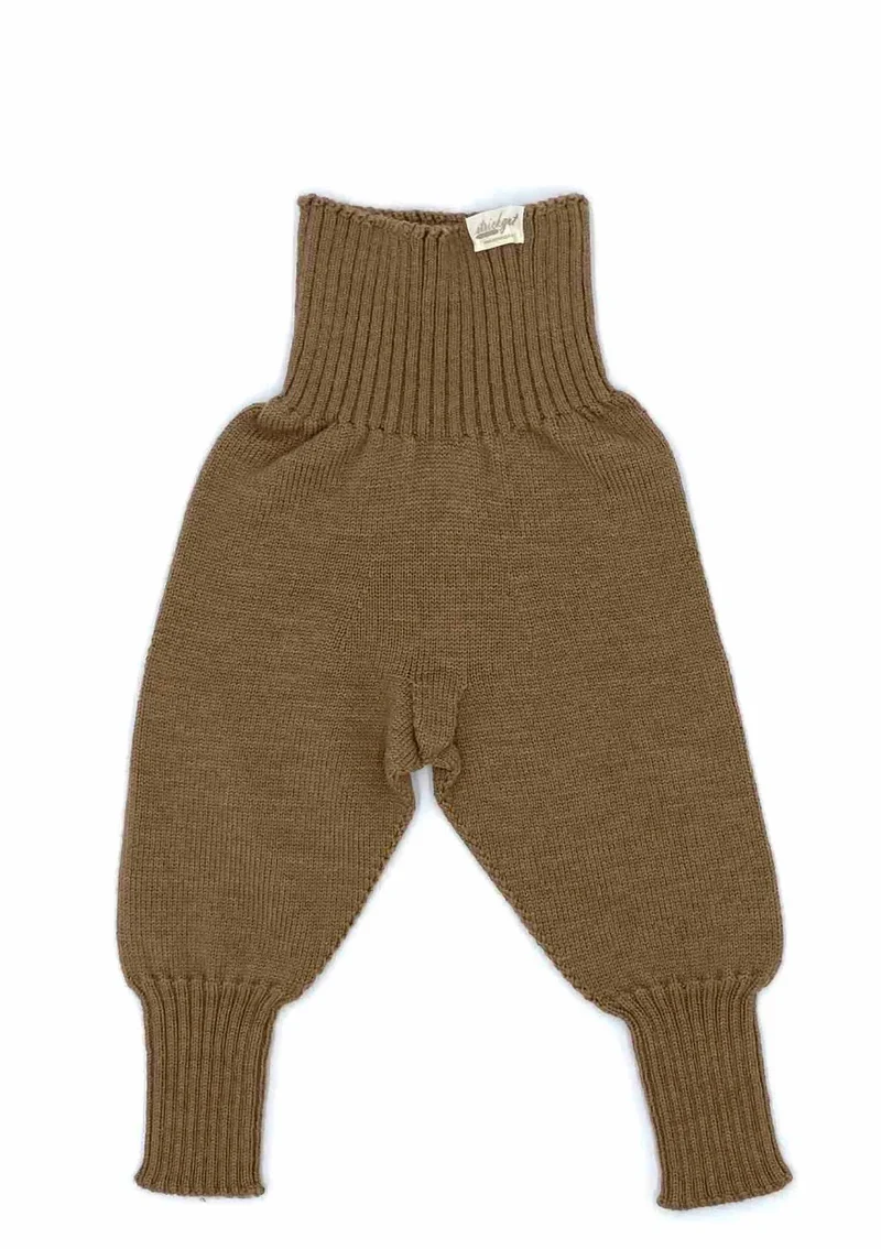 Merino Babyhose mit weichem Bund zum Mitwachsen Camel