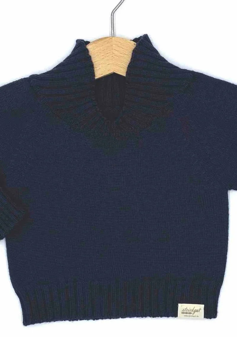 Merino Babypullover mit dehnbarem Halsausschnitt Indigo