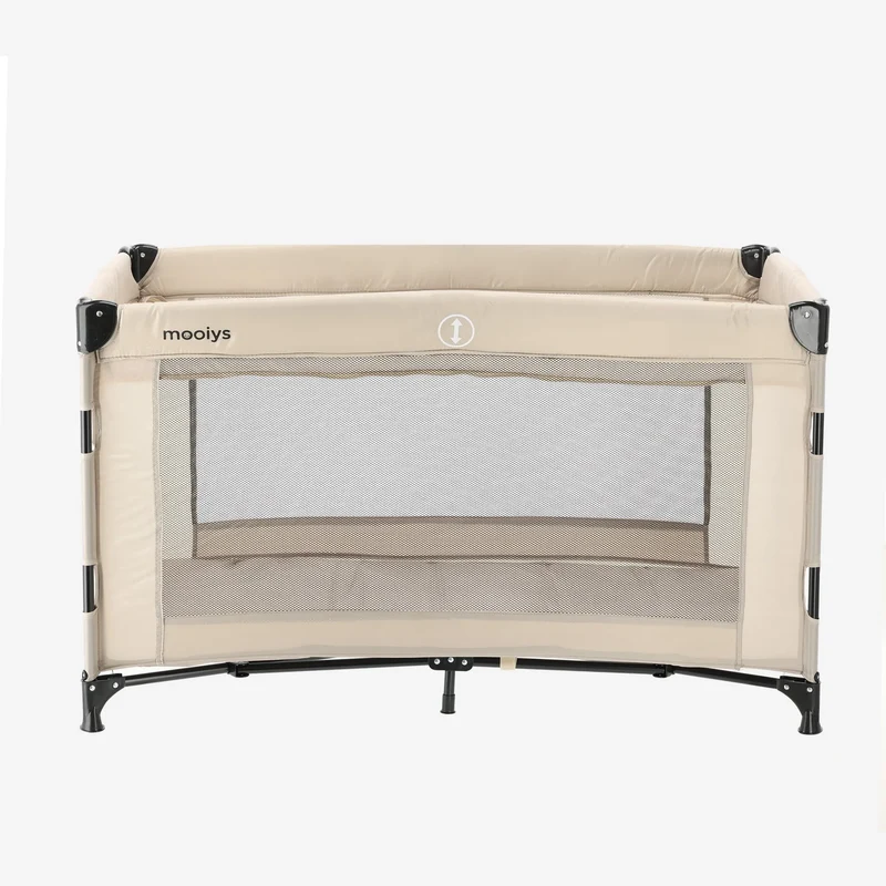 Mooiys Campingbett mit Wickelauflage und Bodenverhöher – 120 x 60 cm – Creme