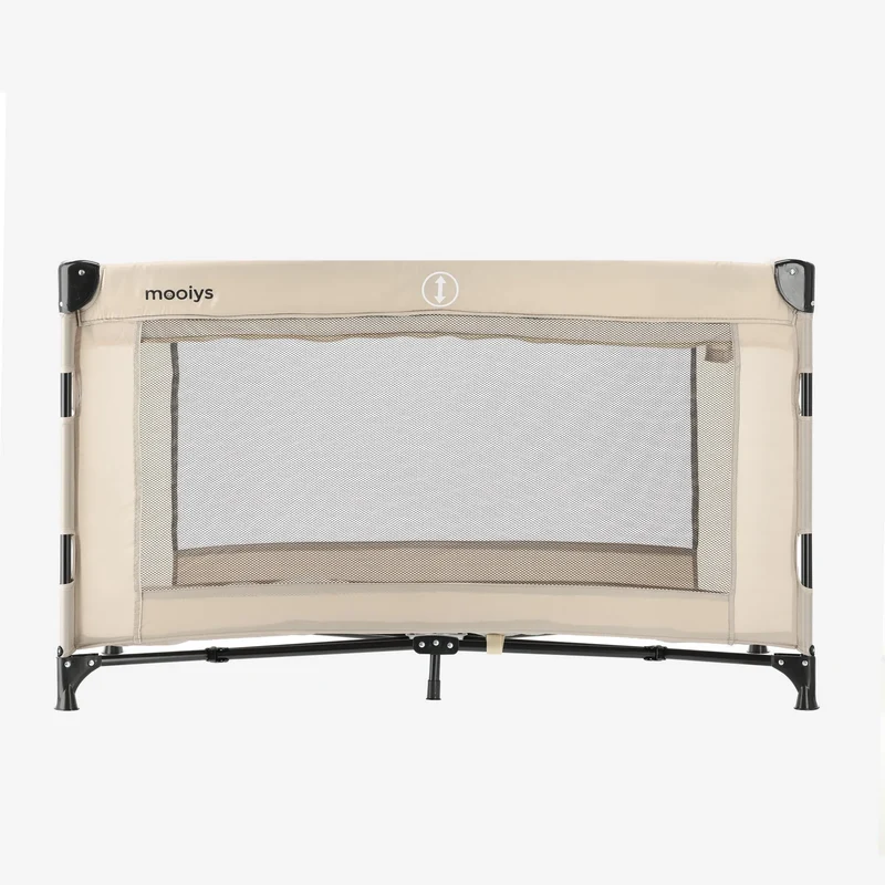 Mooiys Campingbett mit Wickelauflage und Bodenverhöher – 120 x 60 cm – Creme