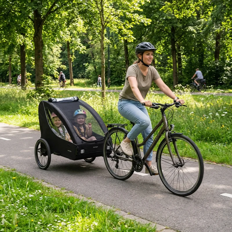 Luxus-Fahrradanhänger für 2 Personen – Schwarz