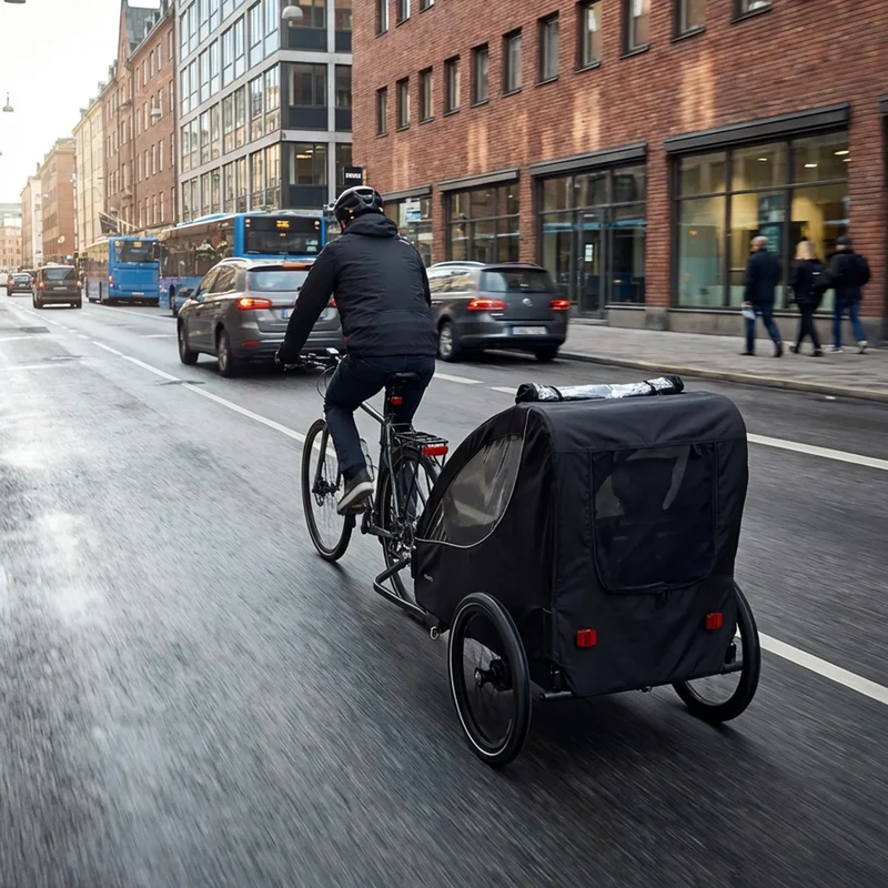 Luxus-Fahrradanhänger für 2 Personen – Schwarz