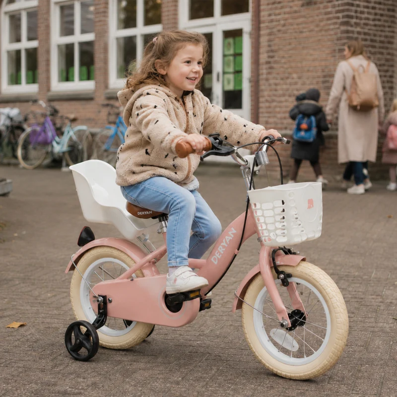 Zoey kinderfiets met mandje 12 inch - Roze