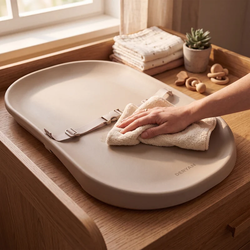 Verschoonkussen & Aankleedkussen – Multifunctioneel Waterdicht Verschoonmatje met Verhoogde Randen, Antislip PU-schuim – Comfortabel, Veilig & Hygiënisch Taupe