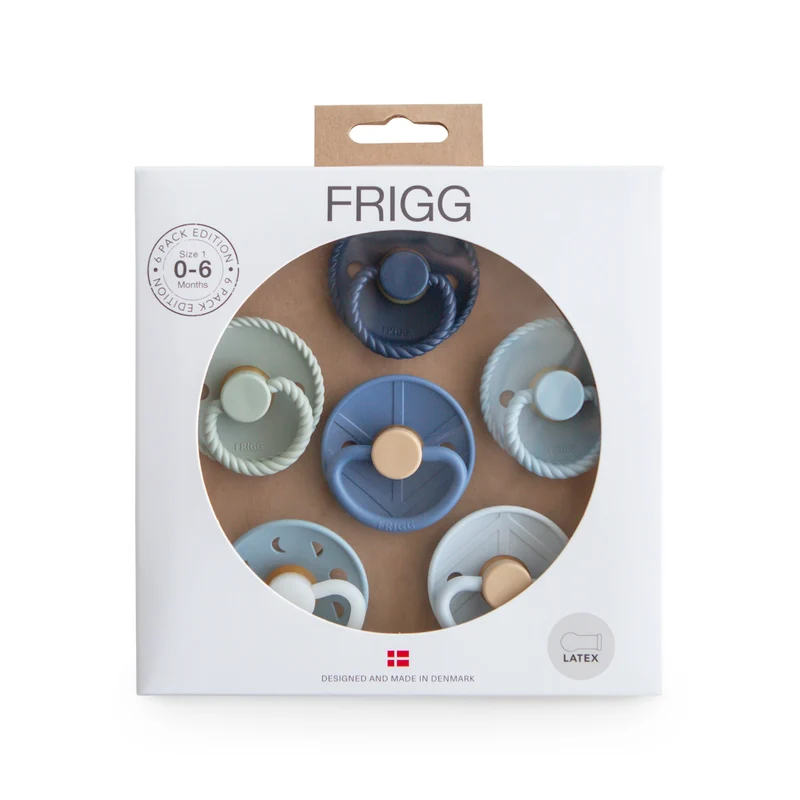 FRIGG Geschenkbox 6 Schnuller Latex Kirschform Cherry Beruhigungssauger Naturkautschuk