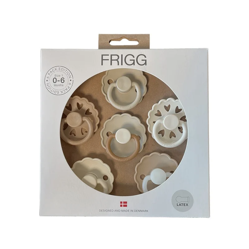 FRIGG Geschenkbox 6 Schnuller Latex Kirschform Cherry Beruhigungssauger Naturkautschuk