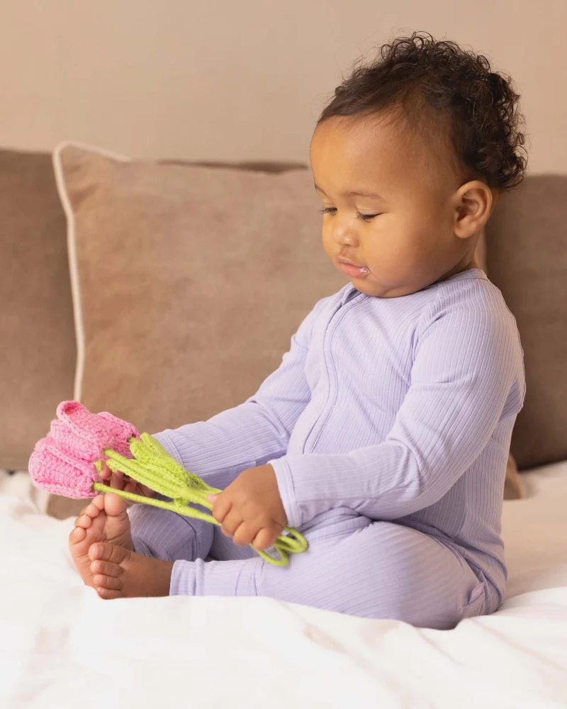 BABYGO® Fliederfarbener gerippter Schlafanzug mit Reißverschluss