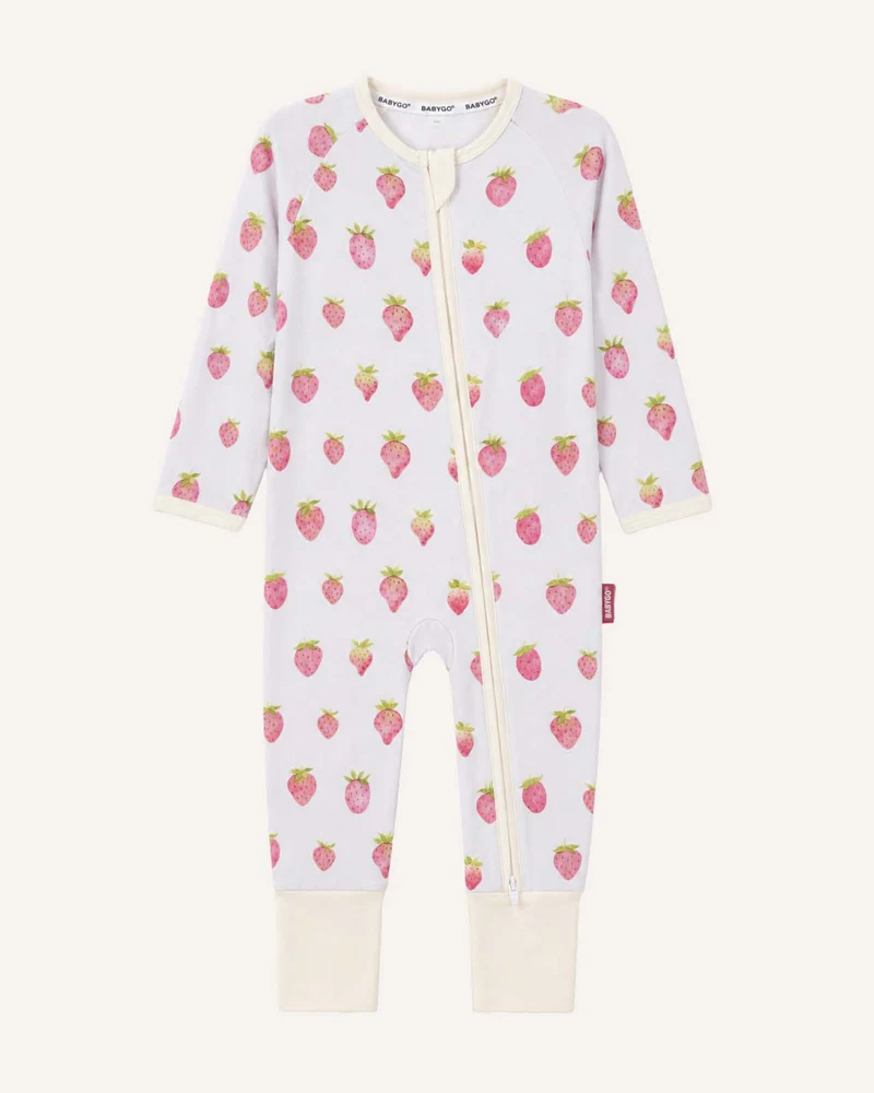 BABYGO® Erdbeeren & Sahne Schlafanzug mit Reißverschluss