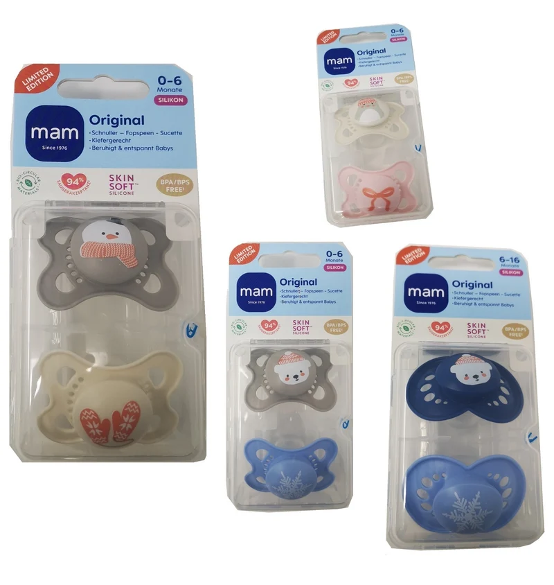 MAM ORIGINAL Winter Edition Silikon Schnuller Symmetrisch Oval 0-6M 6-16M + Box