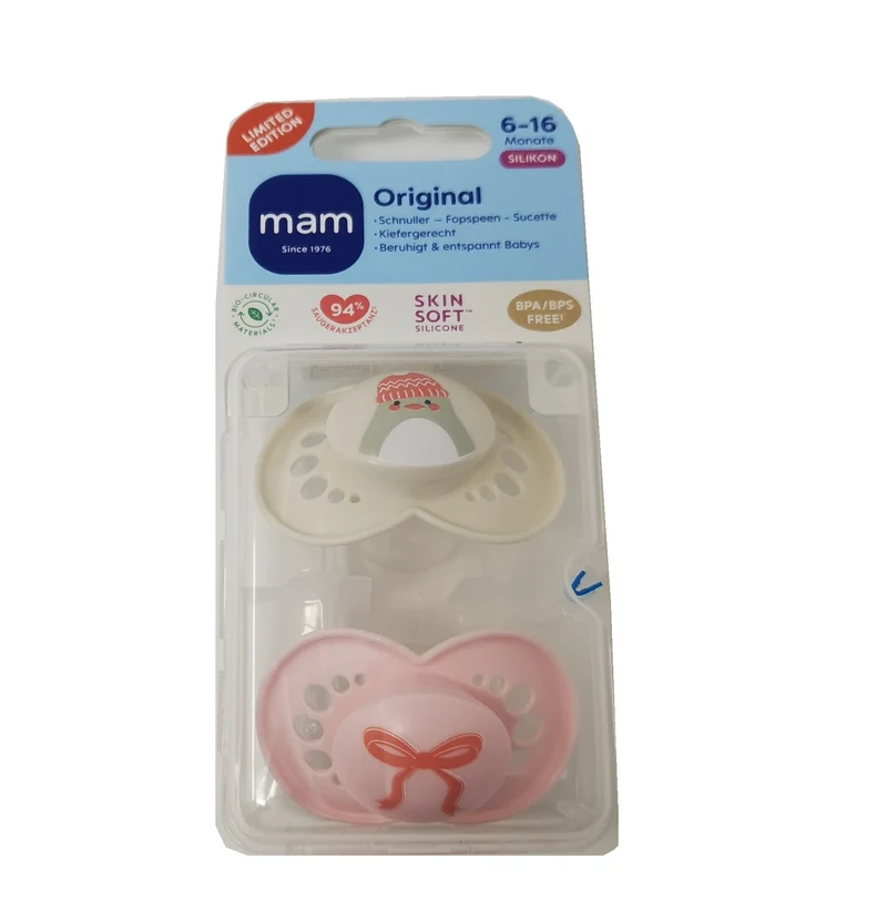 MAM ORIGINAL Winter Edition Silikon Schnuller Symmetrisch Oval 0-6M 6-16M + Box