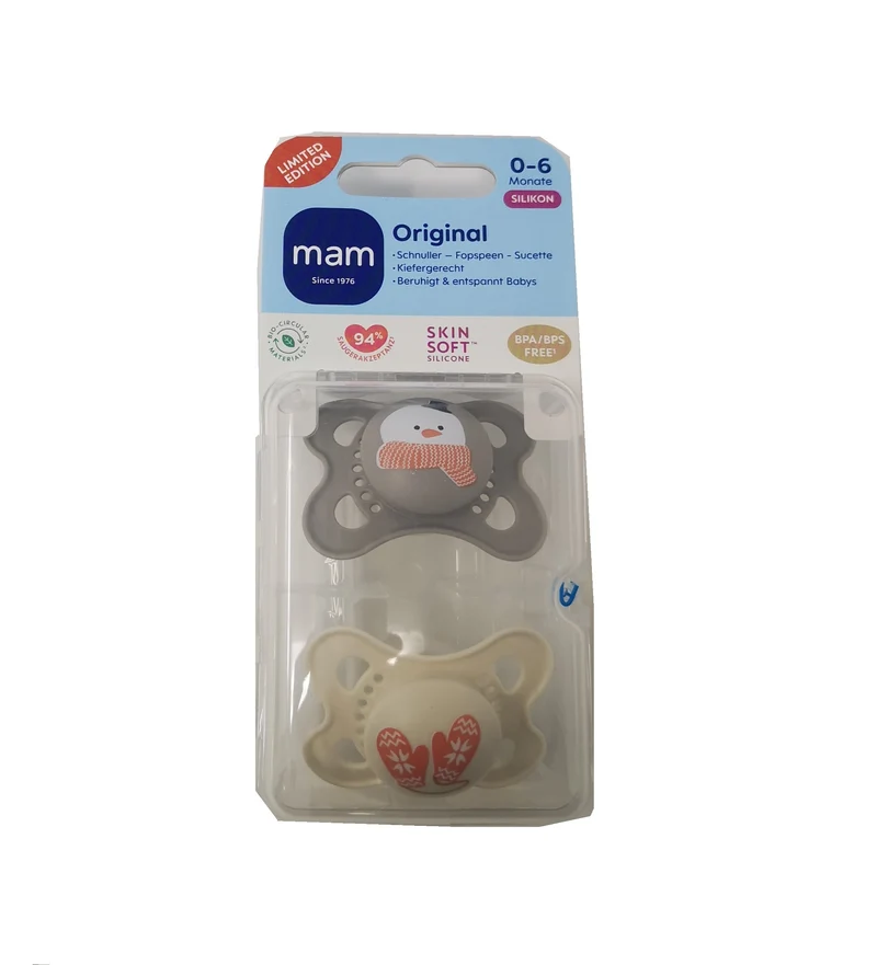 MAM ORIGINAL Winter Edition Silikon Schnuller Symmetrisch Oval 0-6M 6-16M + Box