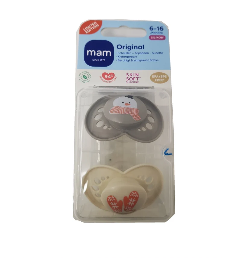 MAM ORIGINAL Winter Edition Silikon Schnuller Symmetrisch Oval 0-6M 6-16M + Box
