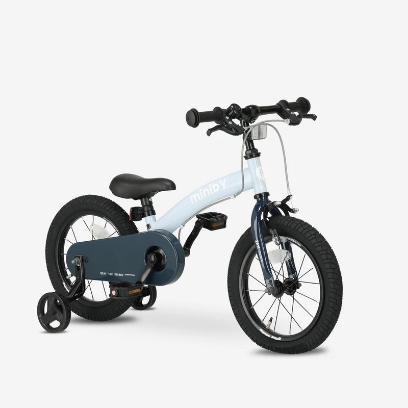 Qplay Miniby Kinderfahrrad 14 Zoll - 3 in 1 - Balance Fahrrad - Blau