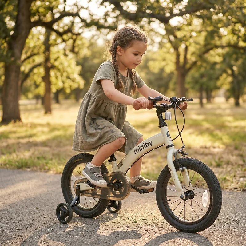 Qplay Miniby Kinderfahrrad 14 Zoll - 3 in 1 - Balance Fahrrad - Creme