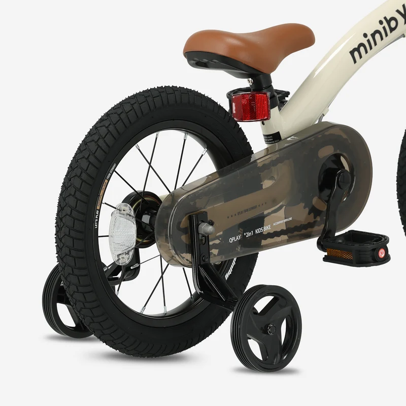 Qplay Miniby Kinderfahrrad 14 Zoll - 3 in 1 - Balance Fahrrad - Creme