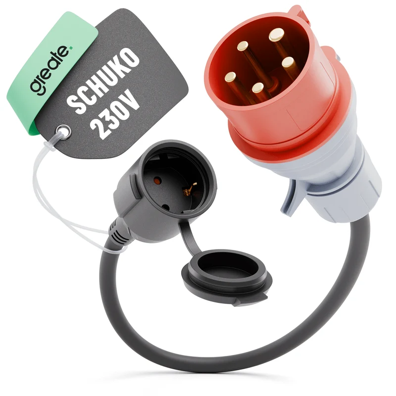 CEE-auf-Schuko-Adapter 5-polig, 16 A, IP44