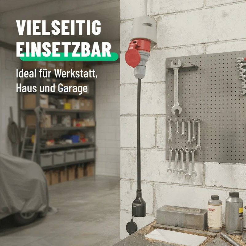 CEE-auf-Schuko-Adapter 5-polig, 16 A, IP44