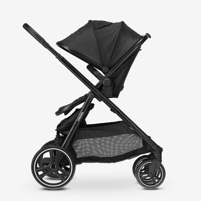 Mooiys Riley Kinderwagen 2in1 - Duo Kinderwagen - erweiterbar mit Tragewanne und Sitz - Schwarz