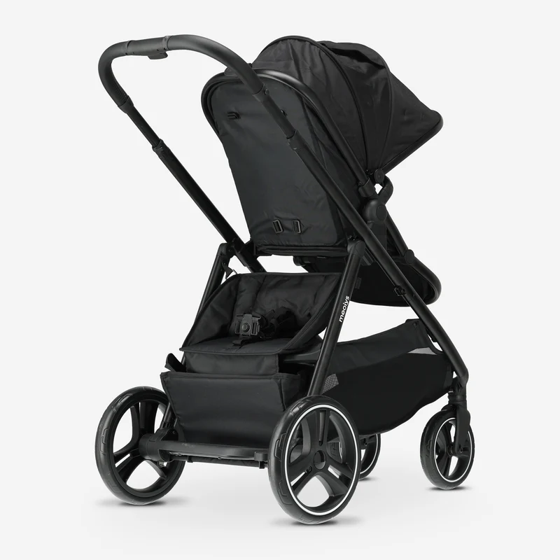 Mooiys Riley Kinderwagen 2in1 - Duo Kinderwagen - erweiterbar mit Tragewanne und Sitz - Schwarz