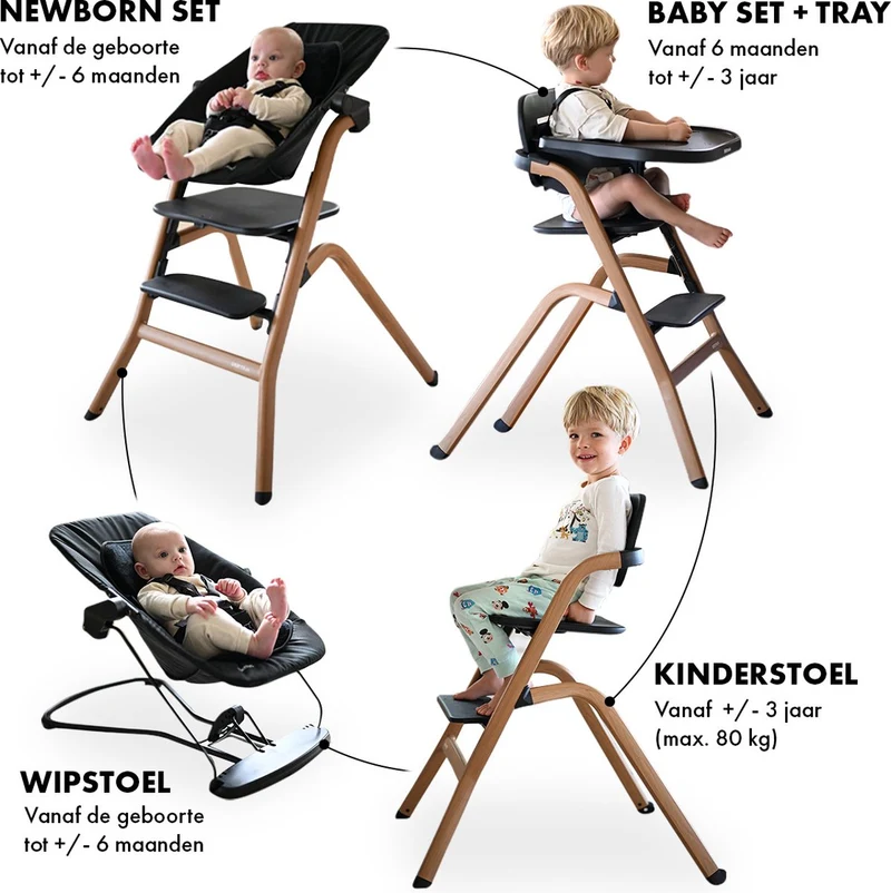 Curve Hochstuhl-Set komplett - Inklusive Babywippe - Schwarz
