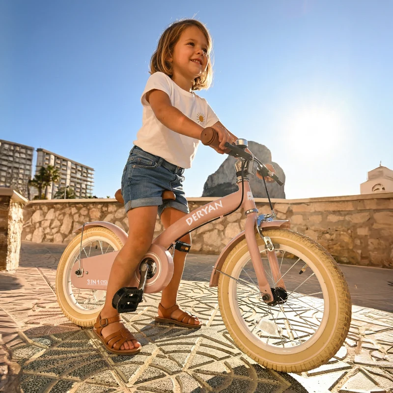 Luxus Kinderfahrrad 12 Zoll - 3 in 1 - Laufrad Pink