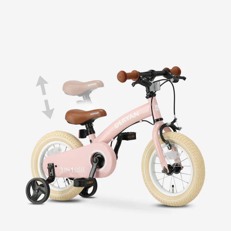 Luxus Kinderfahrrad 12 Zoll - 3 in 1 - Laufrad Pink