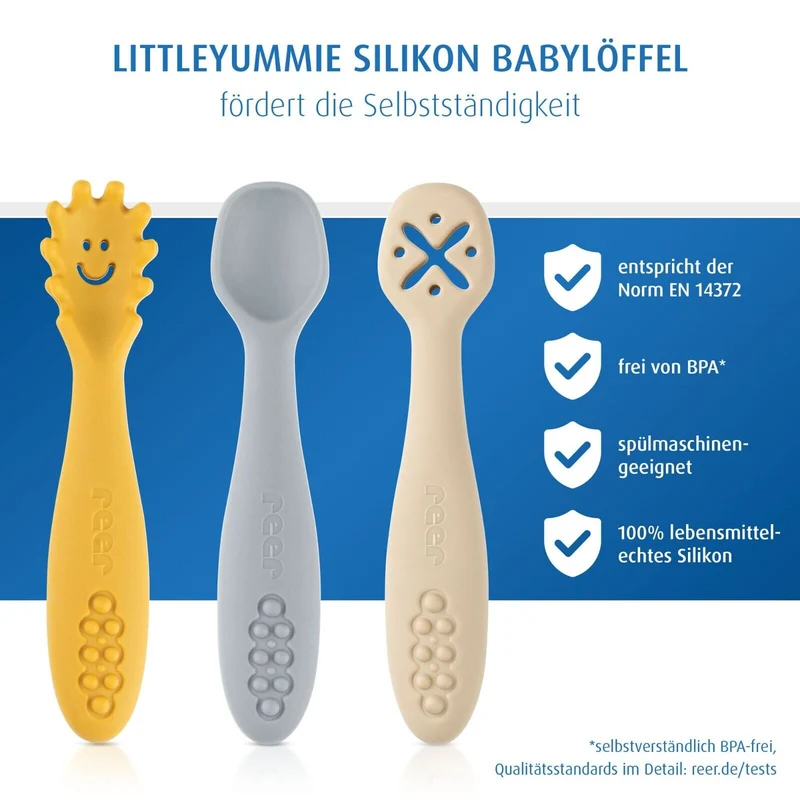 reer Little Yummie Silikon Babylöffel 3er Set geeignet ab 6 Monaten