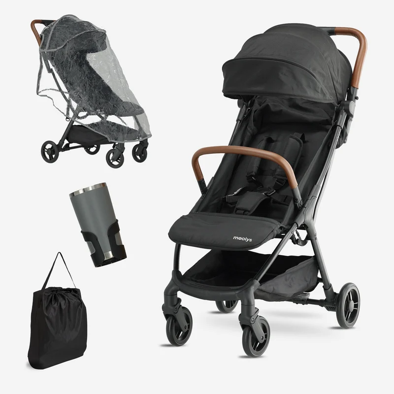 Mooiys Ash Buggy – Kompakter Kinderwagen – Schwarz