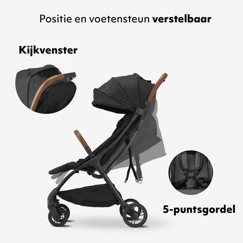 Mooiys Ash Buggy – Kompakter Kinderwagen – Schwarz