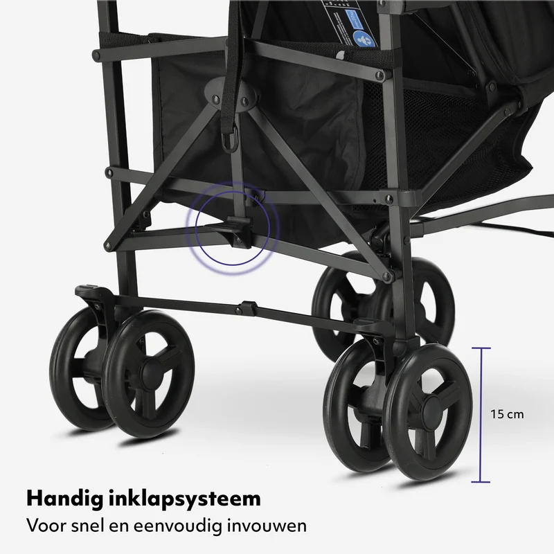Mooiys Zeke Buggy – Klappbuggy – 5-Punkt-Gurt – Geeignet für Kinder bis 22 kg – Schwarz