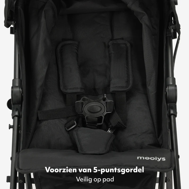 Mooiys Zeke Buggy – Klappbuggy – 5-Punkt-Gurt – Geeignet für Kinder bis 22 kg – Schwarz