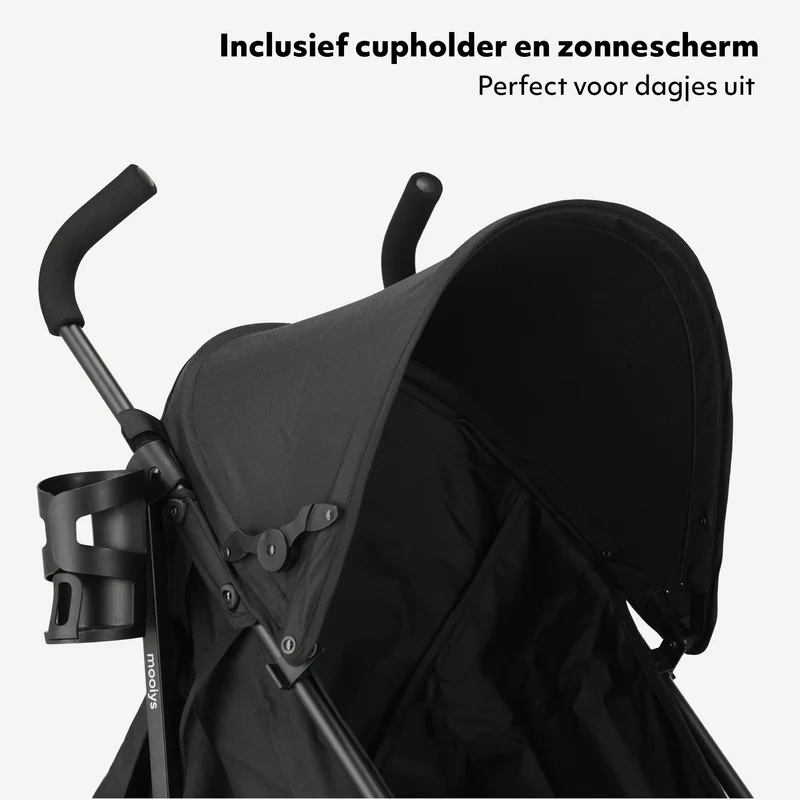 Mooiys Zeke Buggy – Klappbuggy – 5-Punkt-Gurt – Geeignet für Kinder bis 22 kg – Schwarz