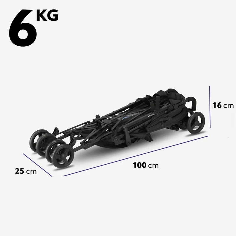 Mooiys Zeke Buggy – Klappbuggy – 5-Punkt-Gurt – Geeignet für Kinder bis 22 kg – Schwarz