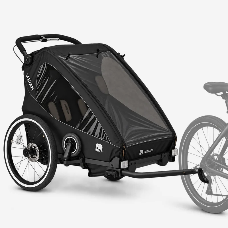 Luxus-Fahrradanhänger V2 – Wanderwagen – Laufkinderwagen Schwarz