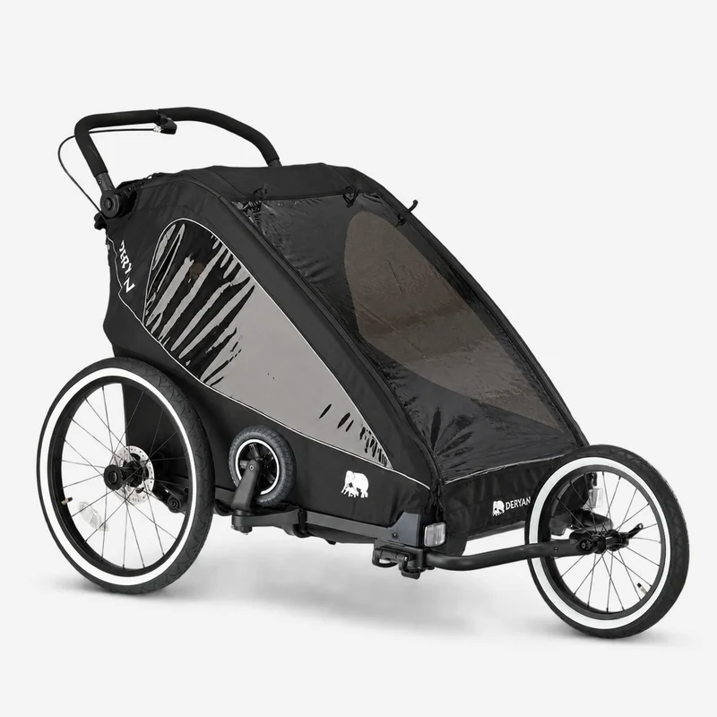 Luxus-Fahrradanhänger V2 – Wanderwagen – Laufkinderwagen Schwarz