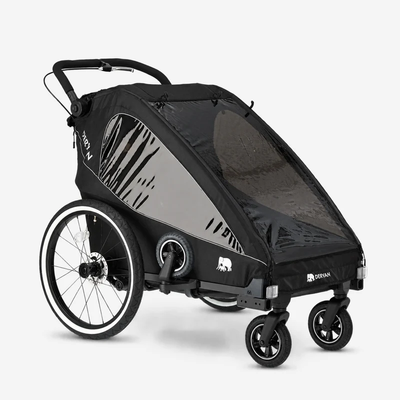 Luxus-Fahrradanhänger V2 – Wanderwagen – Laufkinderwagen Schwarz