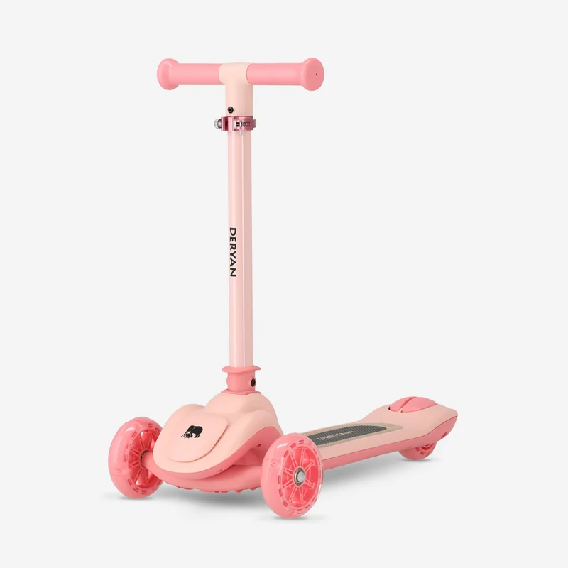Harvey Kinder-Tretroller mit 3 Rädern und LED – verstellbar von 65 bis 80 cm – Rosa