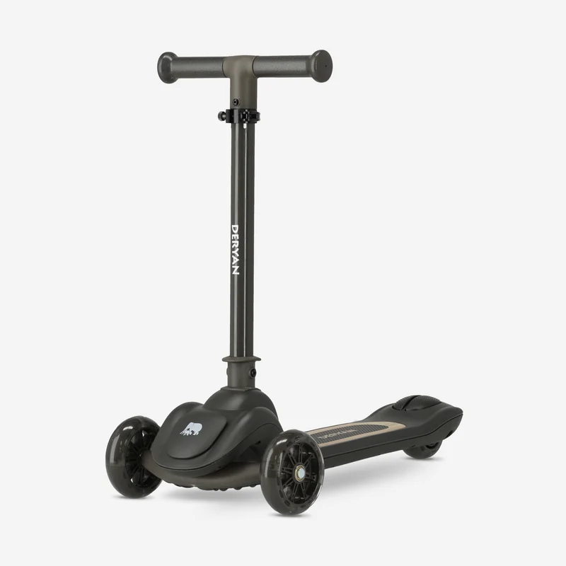 Harvey Kinder-Tretroller mit 3 Rädern und LED – verstellbar von 65 bis 80 cm – schwarz