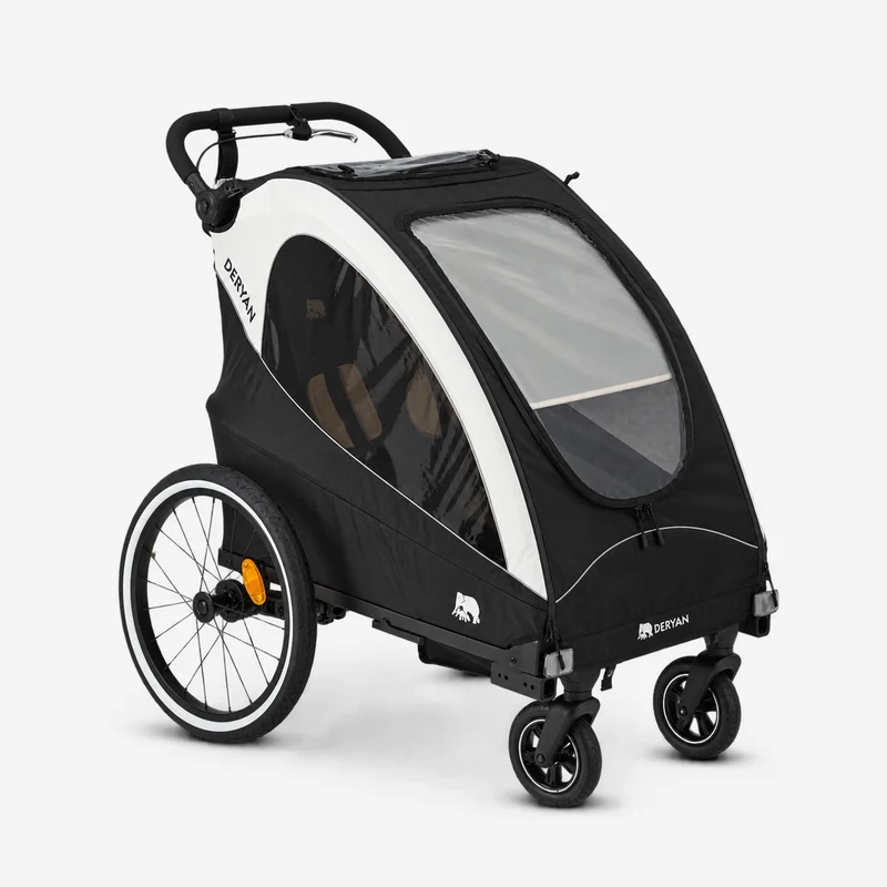 Luxus-Fahrradanhänger, 3-in-1-Kinderwagen und Jogger – Schwarz/Creme