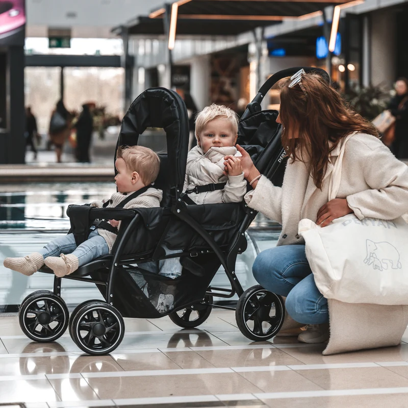 DERYAN Luxe Elena Doppelbuggy - Schwarz