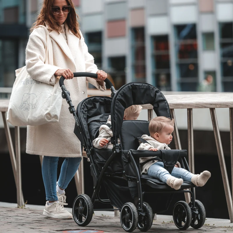 DERYAN Luxe Elena Doppelbuggy - Schwarz