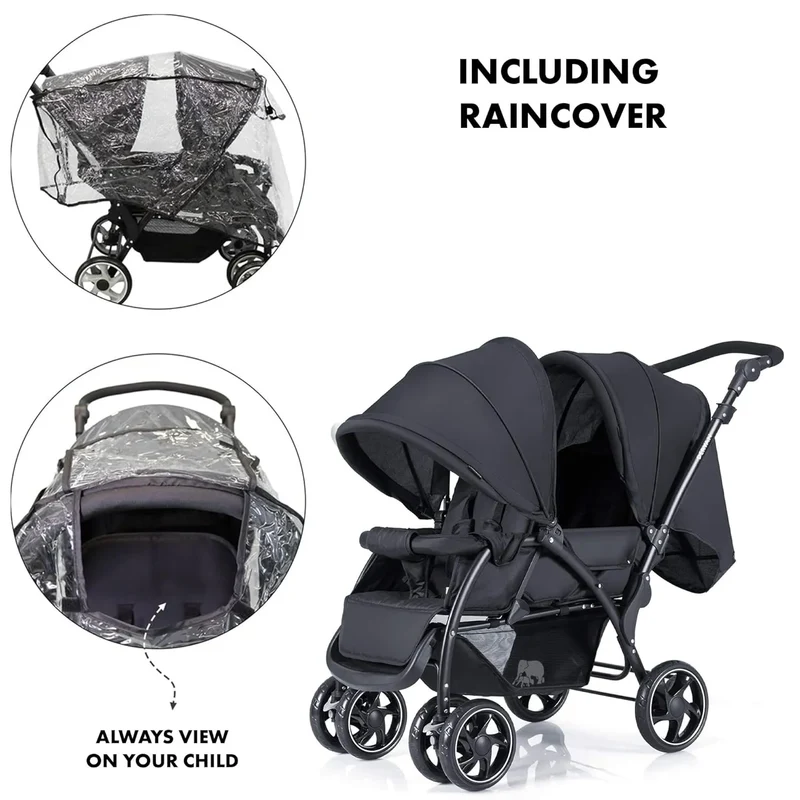 DERYAN Luxe Elena Doppelbuggy - Schwarz