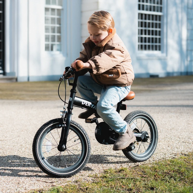 Luxus Kinderfahrrad 12 Zoll - 3 in 1 - Laufrad Schwarz