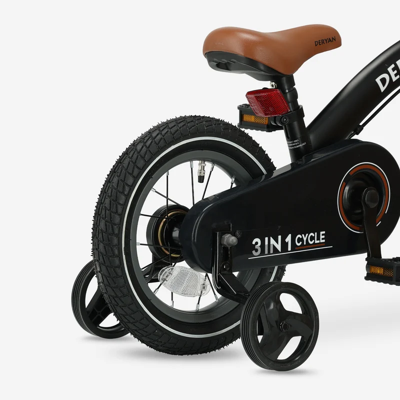 Luxus Kinderfahrrad 12 Zoll - 3 in 1 - Laufrad Schwarz