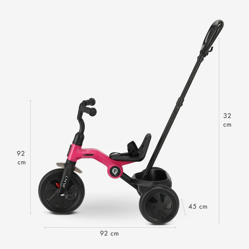 Qplay Ameisen Dreirad mit Schiebestange - Pink