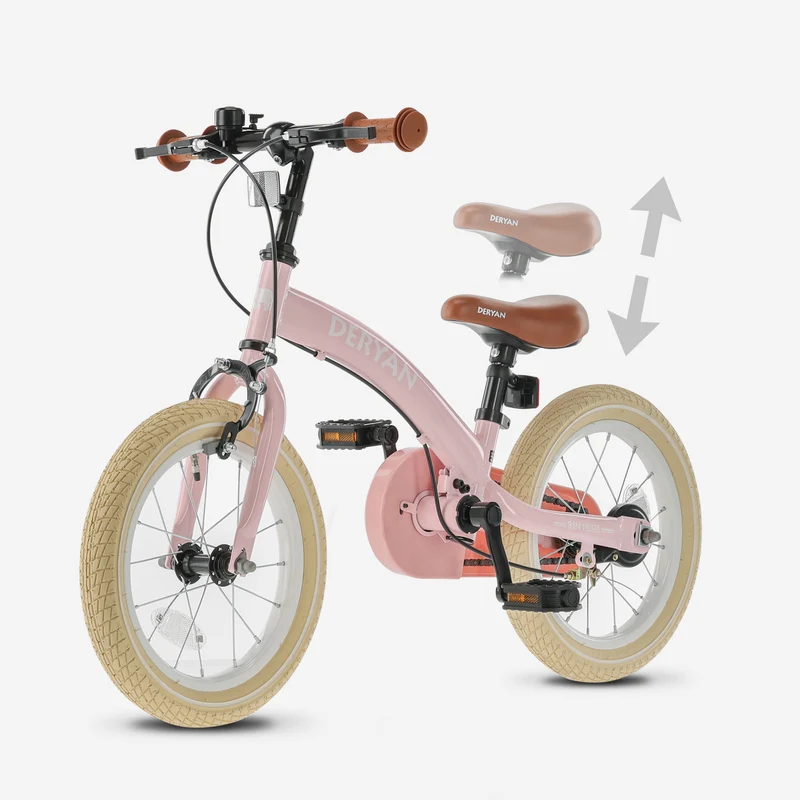 Luxus Kinderfahrrad 14 Zoll - 3 in 1 - Balance Fahrrad - Pink